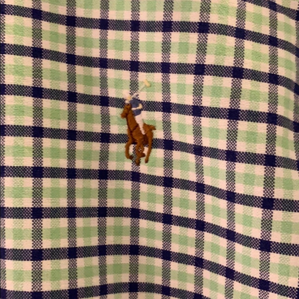 Polo Ralph Lauren Button Down Patterned Green Blue - image 3